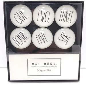 RAE DUNN 6 Piece Glass-Dome Number Magnet Set NIB